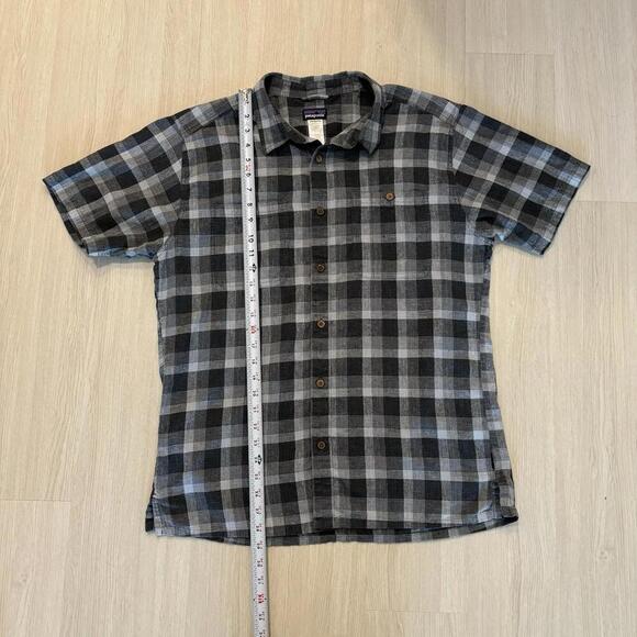 Patagonia Mens Large Button Up Organic Cotton Gauze Plaid Short Sleeve Shirt - Picture 7 of 7